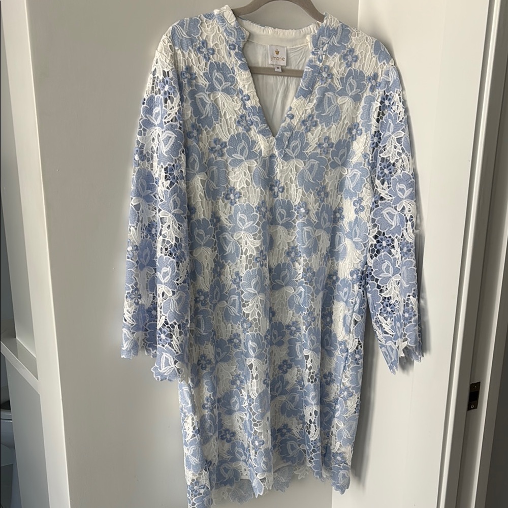 J. Marie Elegant Blue and White Lace Dress -bell sleeves size M